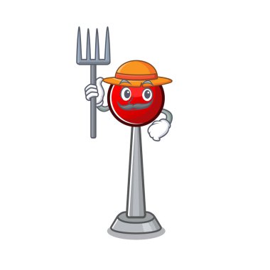 Neşeli Çiftçi anten. Şapkalı ve aletli çizgi film.