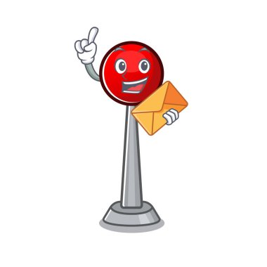 Zarfta neşeli bir anten maskot tasarımı var.