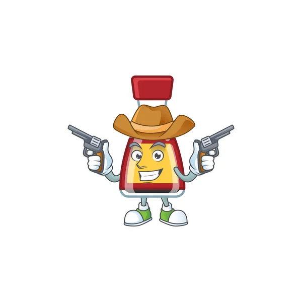 Confiante dizer molho asiático Cowboy personagem de desenho animado segurando armas — Vetor de Stock