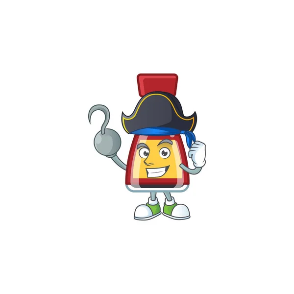 Cool one hand Pirate say asian sauce cartoon character wearing hat — Stock Vector