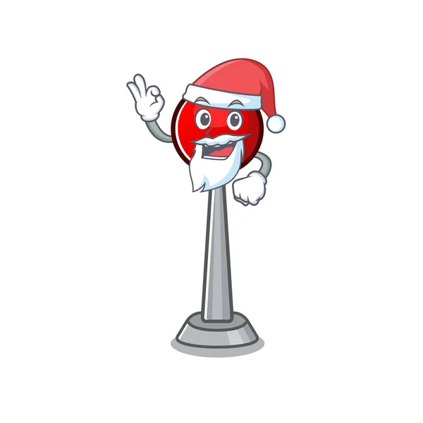 Uma imagem do estilo de imagem mascote Santa antena com o dedo ok — Vetor de Stock