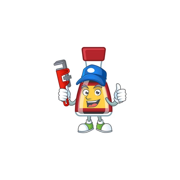 Cool Plumber say asian sauce on mascot picture style — 스톡 벡터