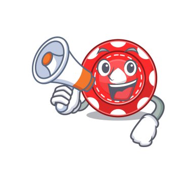 Elinde megafon olan bir kumar fişi ikonu.