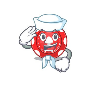 Kumar fişleri maskotu tasarımı. Şapka takan bir denizci.