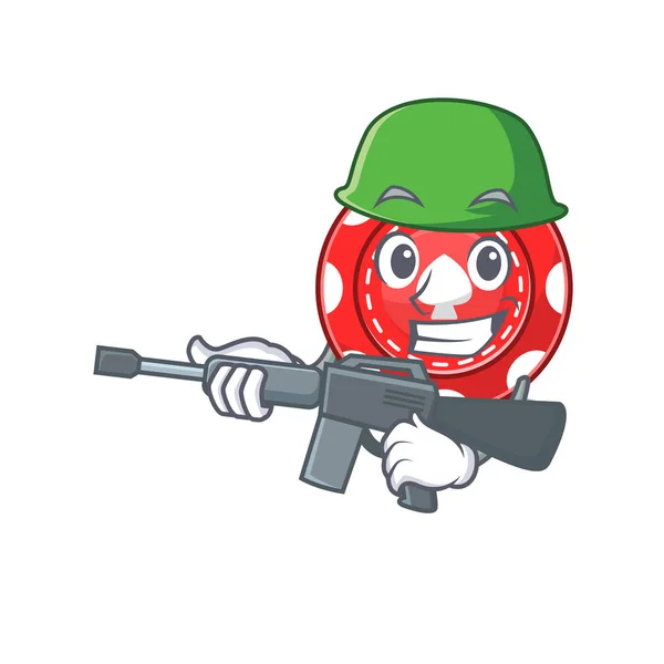 Cartoon-Design von Glücksspiel-Chips Armee mit Maschinengewehr — Stockvektor