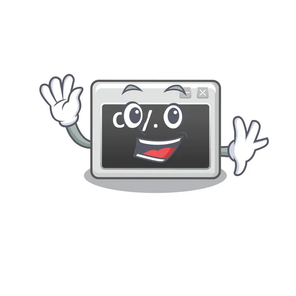 Waving friendly command window cartoon character design — 图库矢量图片