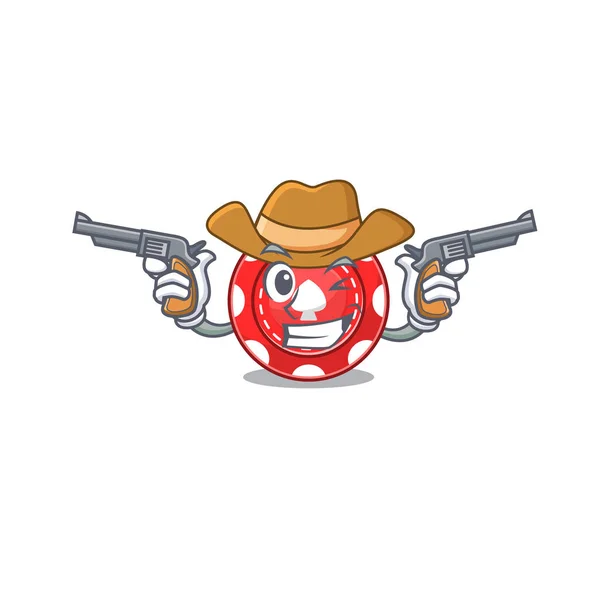 Gambling chips dressed as a Cowboy having guns — Stock Vector