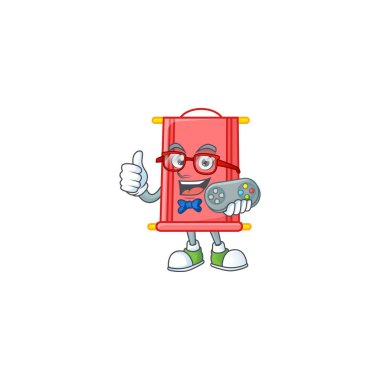 Güler yüzlü oyuncu Çin kırmızı parşömen çizgi film maskotu tarzı