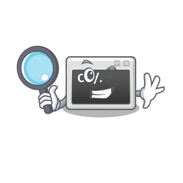 Cool and Smart command window Detective cartoon mascot style — 图库矢量图片