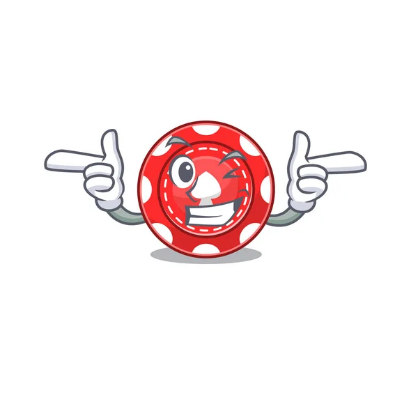 Mascot cartoon design of gambling chips with Wink eye — 스톡 벡터