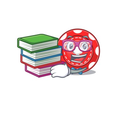 Havalı ve zeki Öğrenci Kumar Fişleri Maskot çizgi filmi