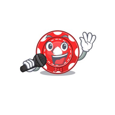 Mutlu kumar çipleri mikrofonda şarkı söylüyor