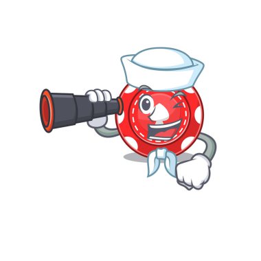 Kumar çipleri çizgi filmi mutlu denizci tarzı dürbünlü.