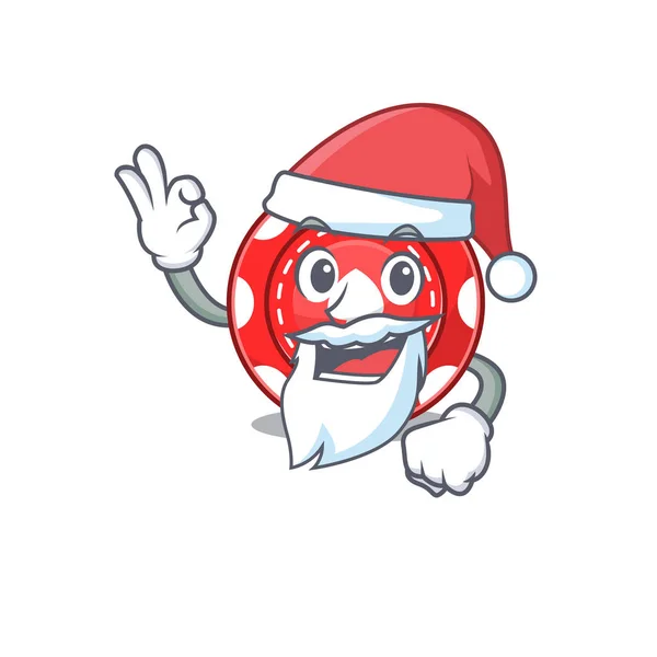 Ein Bild von Weihnachtsmann Glücksspiel Chips Maskottchen Bild Stil mit ok Finger — Stockvektor