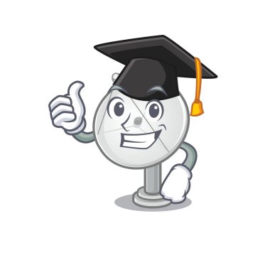 Siyah mezuniyet şapkası takan mutlu ve gururlu bir uydu anteniydi.