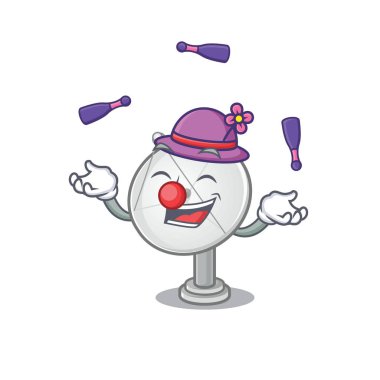 Akıllı uydu anten çizgi film karakteri tasarımı hokkabazlık oynuyor