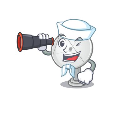 Uydu anteni çizgi filmi mutlu denizci tarzı dürbünlü