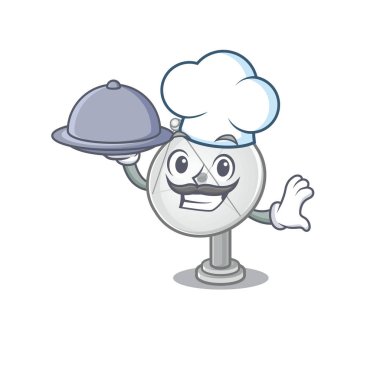 Şefin yemek yediği uydu anteninin çizgi film tasarımı.