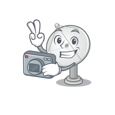Kameralı havalı fotoğrafçı uydu anteni karakteri