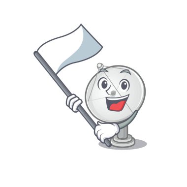 Ayakta duran bir bayrak taşıyan komik bir çizgi film karakteri.