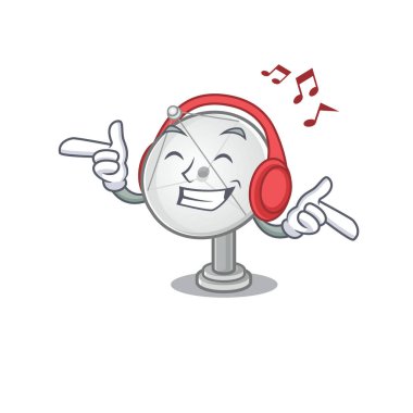 Uydu antenli müzik dinlemek maskot karakter tasarımı
