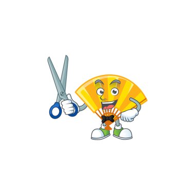 Havalı dost canlısı berber altın Çinli katlayan hayran çizgi film karakteri tarzı