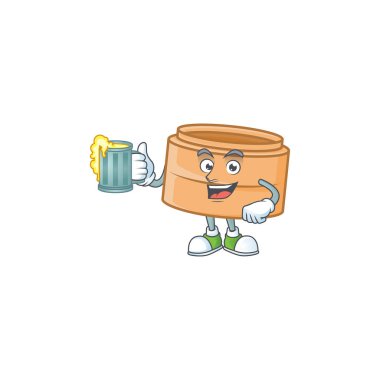 Büyük bardaklı mutlu gamzeli sepet maskotu tasarımı