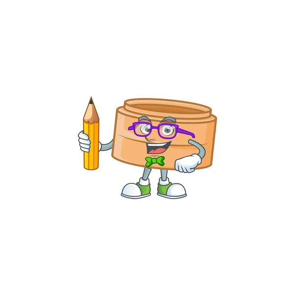 Uma imagem do estudante dimsum personagem cesta segurando lápis — Vetor de Stock