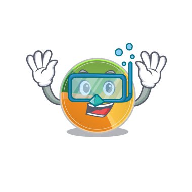 Dalış gözlüğü takan bir pasta grafiği karakteri