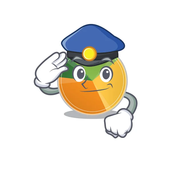 Pie chart Cartoon mascot performed as a Police officer — Stock Vector