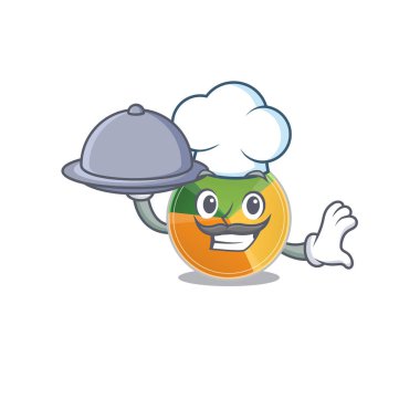 Bir şefin tepside yemek yediği bir pasta grafiği çizimi.