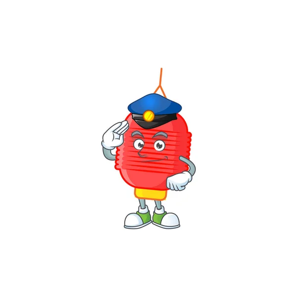 Ein Charakterdesign einer chinesischen Laterne in einem Polizeikostüm — Stockvektor