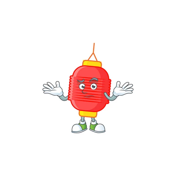 Super Funny Grinning chinese lantern mascot cartoon style — Stock Vector