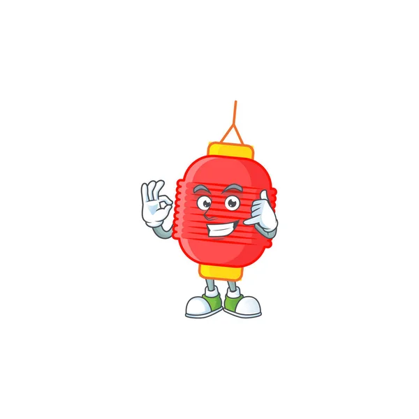 Chame-me engraçado chinês lanterna mascote imagem estilo — Vetor de Stock