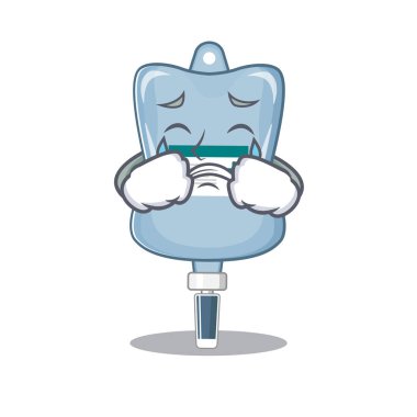 Hüzünlü salin torbası maskot tarzı.