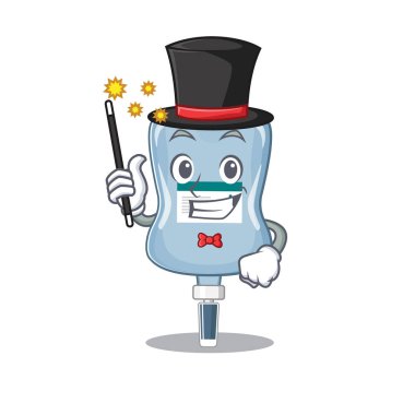 Sihirbaz rolünde salin poşeti performansının resmi.