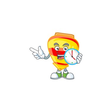 Çizgi film karakteri tarzında altın tepeli çin saati olan bir oyuncak