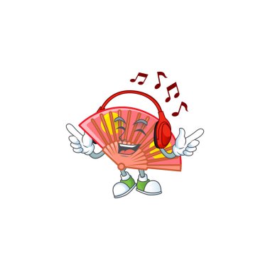 Kırmızı Çin müziği, katlanan fan maskot karakter tasarımı.