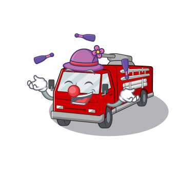 Smart fire truck cartoon character design playing Juggling