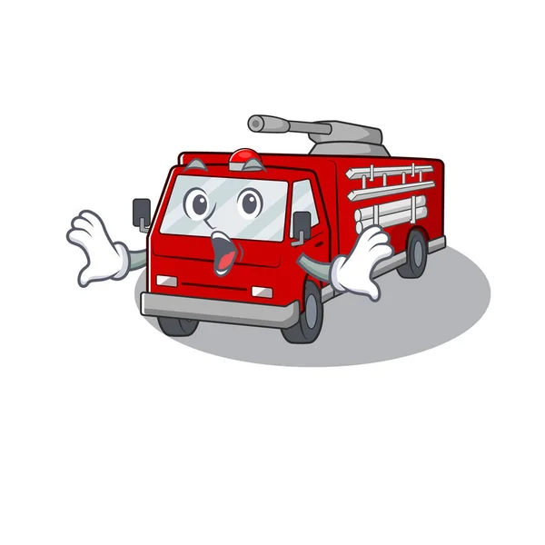 Fire truck kreslený charakter design na překvapené gesto — Stockový vektor