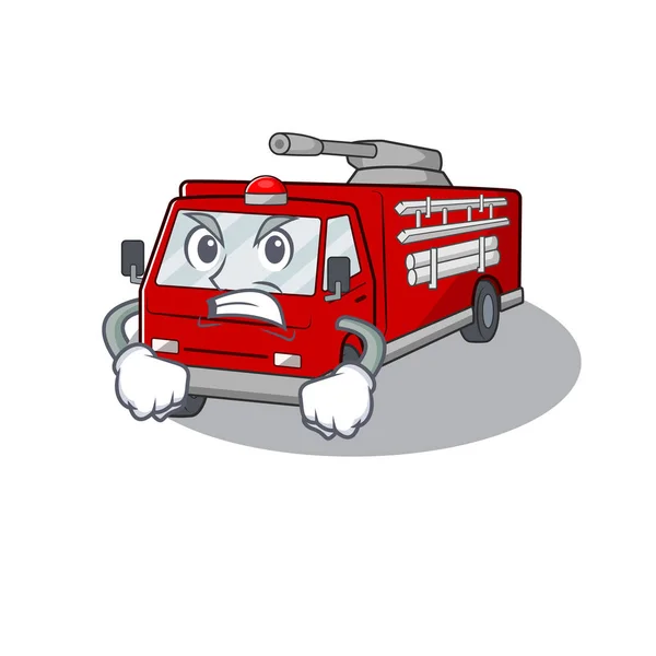 Pożar ciężarówka kreskówka postać o zły twarz — Wektor stockowy