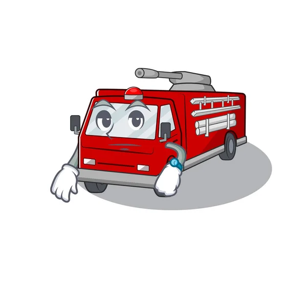 Cartoon character design of fire truck on a waiting gesture — 스톡 벡터