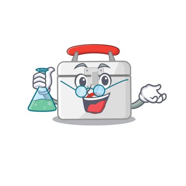 Smart Professor first aid kit cartoon character with glass tube