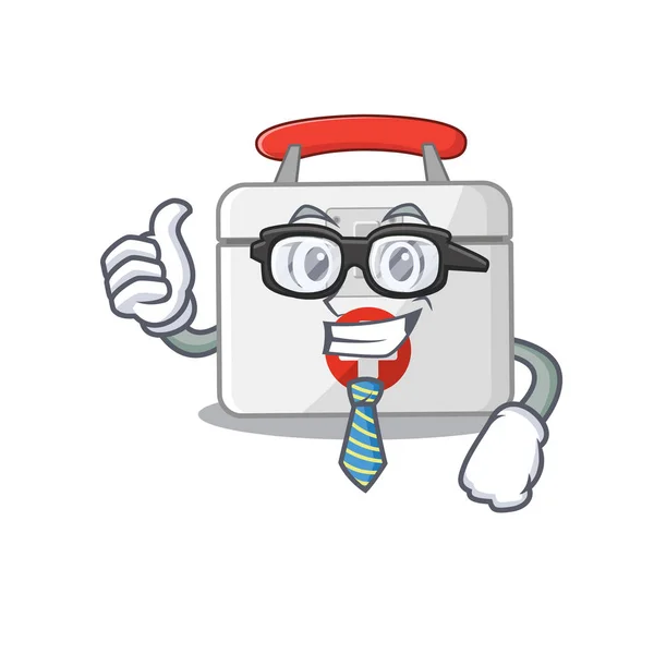 Cartoon character of Businessman first aid kit wearing glasses — Stock vektor