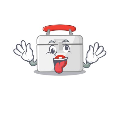 First aid kit Cartoon character style with a crazy face
