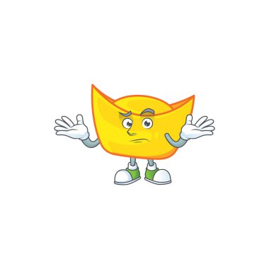 Çok komik sırıtan Çinli altın külçeli maskot tarzı.