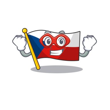 Czechia bayrağının gülen maskotu. Süper kahraman gibi giyinmiş.