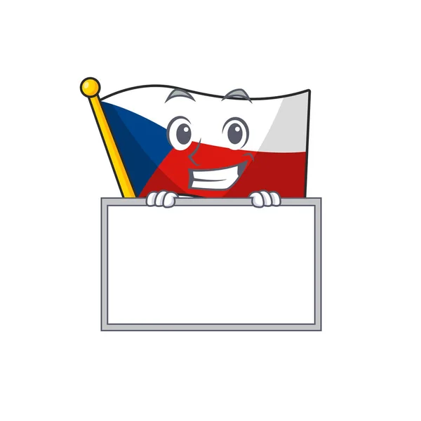 Uma imagem fofa da bandeira czechia sorrindo com placa — Vetor de Stock