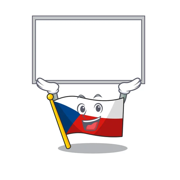 Une image de mascotte de drapeau czechia soulevé conseil — Image vectorielle