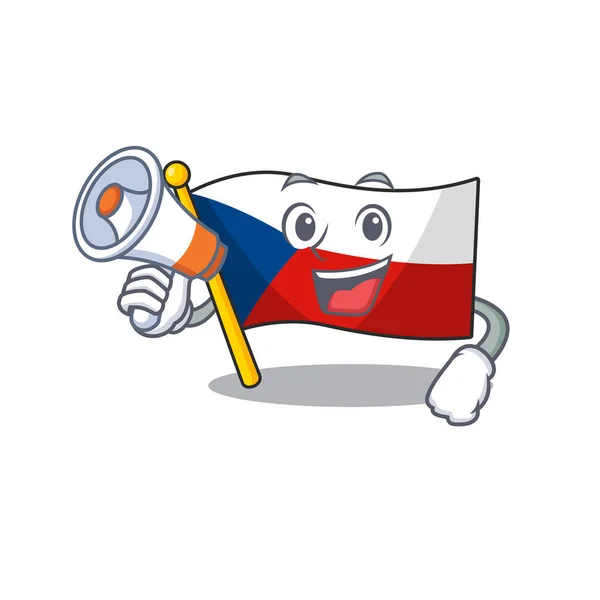 Une icône de drapeau czechia ayant un mégaphone — Image vectorielle